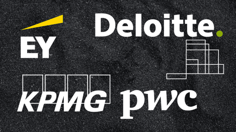 Logos de las Big Four. En orden: E&Y, DEloitte, KPMG, PWC