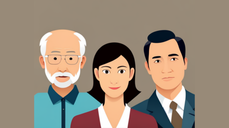 young man, young woman and old man
